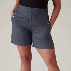 NWT ATHLETA Voyager 100% Linen High Rise Pockets 7 Inch Lightweight Shorts Sz 12